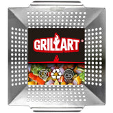 GRILLART heavy-duty grill basket for outdoor grilling, fast and even cooking.