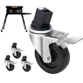 GRILLHOME 3-inch caster wheels side view enable smooth movement for your griddle stand on patios.