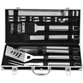Grilljoy 22pc stainless steel barbecue tools set ready for outdoor grilling
