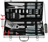 grilljoy 24pcs bbq tools set in aluminum case for easy transport