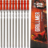GRILLMER long stainless steel skewers for picanha grilling with even heat.