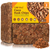 Gro-Med Coco Husk Chips Brick expanding to 14 quarts for versatile soil amendments
