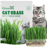 Groundio cat grass seeds package on kitchen counter for indoor cats