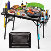 Grovind picnic table with wing panels for extra prep space outdoors.
