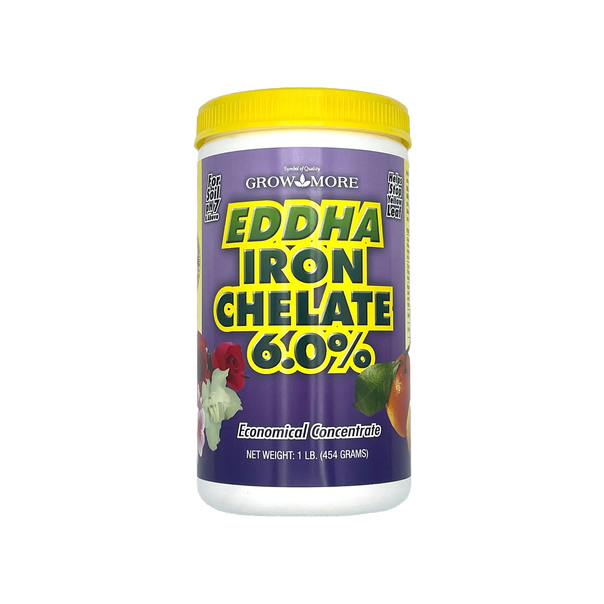 Grow More EDDHA Iron Chelate bottle front for vibrant, greener leaves.