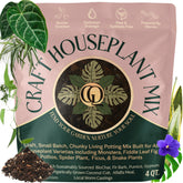 Grow Queen Craft Houseplant Potting Mix bag closeup shows chunky texture for healthy roots