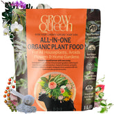 Grow Queen Organic Plant Food bag with a built-in scoop for easy, measured at-home feeding.