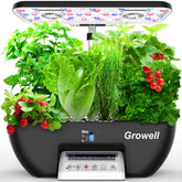 Growell hydroponics kit dashboard display shows clear growth data for easy control.