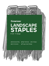 Growneer 6 inch stake with angled end secures weed barrier mats.