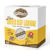 GRUBMASTER dried BSF larvae bag, 5 lb, for backyard poultry.