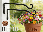 Gtongoko 2-pack 10-inch metal plant hanger wall hook for secure outdoor display.