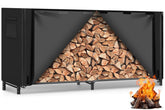Gtongoko 8ft firewood rack with cover keeps wood dry and organized outdoors.