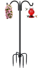 Gtongoko double shepherds hook outdoor stand for bird feeders and garden decor.