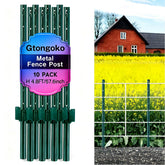 Gtongoko heavy-duty fence posts 4-8 feet, 10-pack, ideal for durable garden boundaries.
