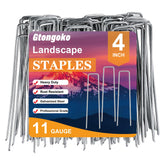 Gtongoko landscape stakes 4-inch galvanized pack secures weed barrier reliably.