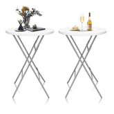 GUAGUA 32-inch round folding table, white, top view for compact party setups.