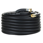 Guitrees 75ft heavy-duty rubber hose in garden setup for reliable watering