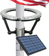 GULADUS solar flag pole light mounted on a flagpole delivering bright 4640 lumens
