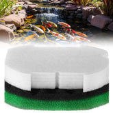 Gulfmew pond filter kit inlet view shows compact compatibility for 600/900 gallon ponds, supports clear water.