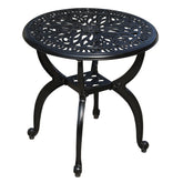GXOUTAL cast aluminum side table with ornate top, durable outdoor centerpiece for patio.