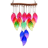 H&D Hyaline & Dora glass wind chime leaf design adds color and serene garden ambiance