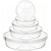 Hacaroa clear 6-inch plant saucer, top view, protects surfaces and drains efficiently.