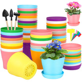 Hahood 48-pack plastic planters in 4-inch pots for seedlings and transplants.