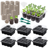 Hahood 6-pack seed starter trays with 12 holes for organized germination.