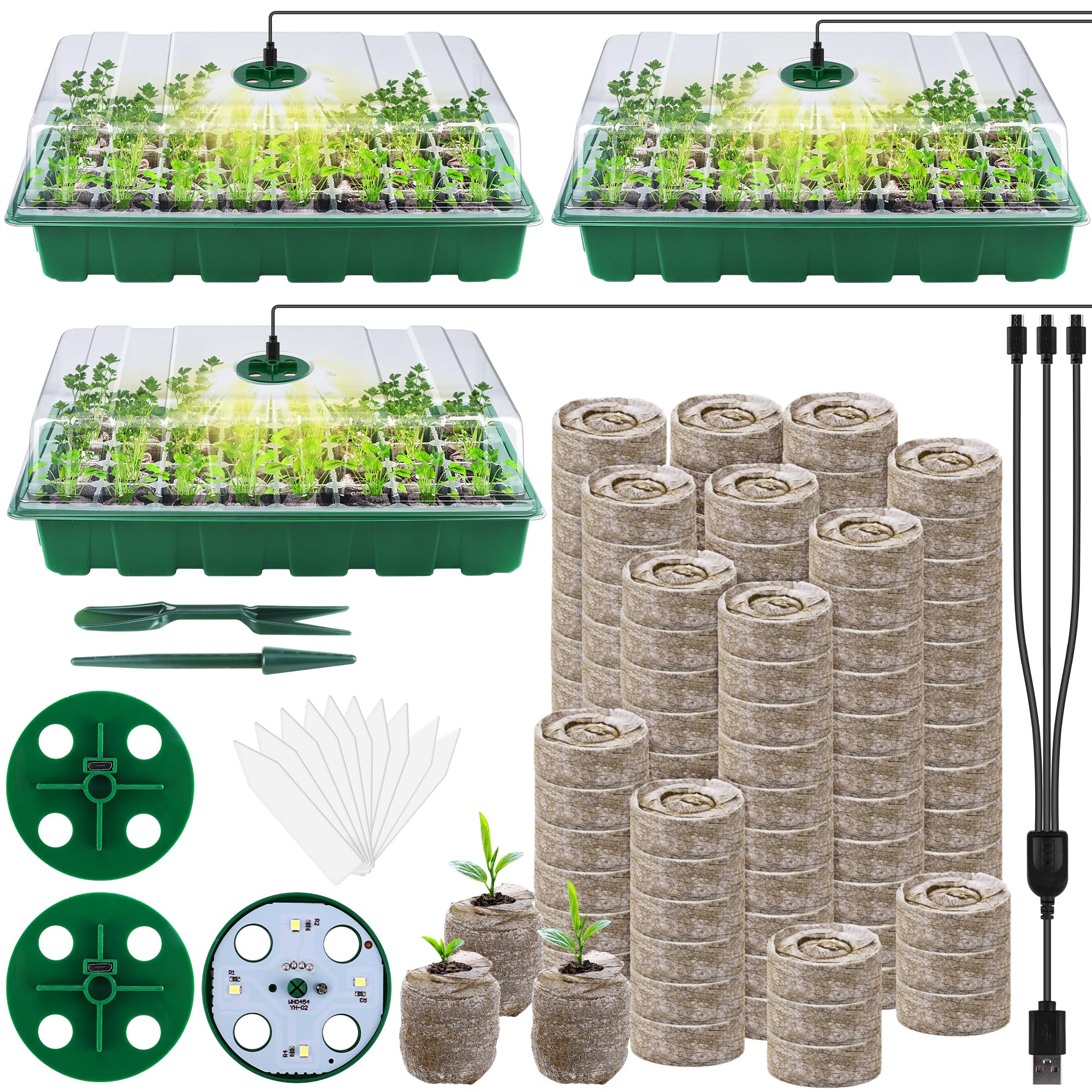 Hahood seed starter tray kit with 40-cell trays for organized germination