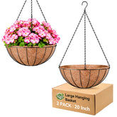 Halatool 20-inch outdoor hanging basket in black for spacious plant display