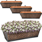 Halatool 24-inch window box with coco liner for balcony greenery and easy installation.