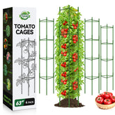 Halatool 63-inch tomato cages assembled provide sturdy vertical support for climbing plants.