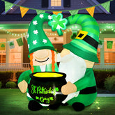 Halfjuly gnomes holding pot of gold inflatable for festive lawn decor