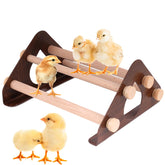 Halinfer baby chick perch with metal stand offers a sturdy roost for growing chicks.