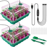 Hanaoyo 96-cell seed starter kit with lights promotes indoor germination and even growth.