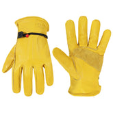 HANDLANDY leather work gloves with reinforced palm for heavy-duty protection.