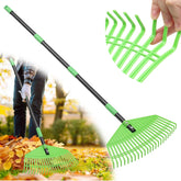 Hangmaicome plastic leaf rake with 65-inch handle for easy yard cleanup