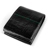HANWRAPS weed barrier fabric laid over soil to block weeds while retaining moisture