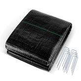 HANWRAPS weed barrier fabric roll protecting garden beds.