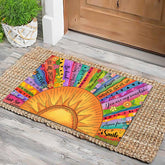 HANXIG Boho Sun doormat non-slip backing at entryway
