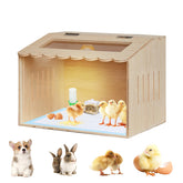 HaoCpetslian wooden brooder box with heating lamp for stable chick warmth.