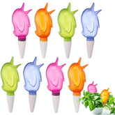 Haomian blue bird-shaped watering spike with front view, automatic hydration for indoor plants