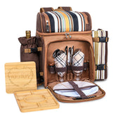 Hap Tim picnic backpack setup showing full two-person kit for outdoor dining