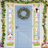 Happy Easter Porch Banner bunny design for front door decor and welcoming flair.