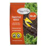 Happy Wings Nyjer seeds in a 15 lb bag ready for backyard feeding