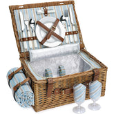 HappyPicnic picnic basket set for two, front view, stylish willow design for outdoor dining