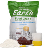 Harris Diatomaceous Earth 5lb bag shown, ideal for organic use.