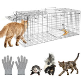 Harvanco humane live trap front view shows sturdy galvanized steel for safe capture.