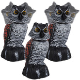 Hausse mini owl decoy with wagging head deters garden birds.