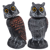 Hausse fake owl decoy with rotating head for outdoor bird deterrence.